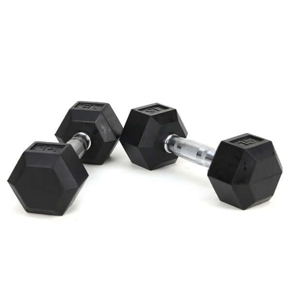 15LB Pair Rubber-Coated Cast Iron Dumbbells