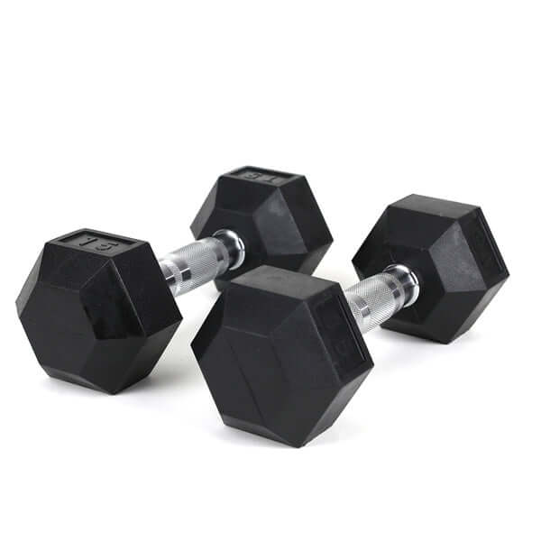 15LB Pair Rubber-Coated Cast Iron Dumbbells