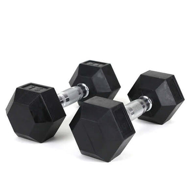 15LB Pair Rubber-Coated Cast Iron Dumbbells