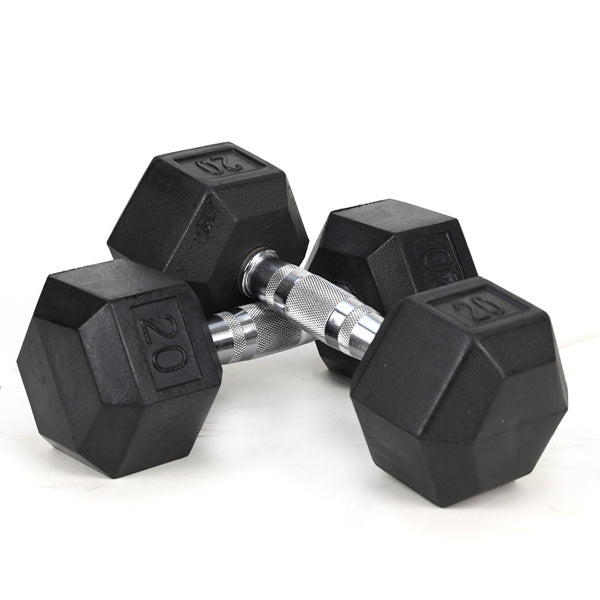 20LB Pair Rubber-Coated Cast Iron Dumbbells