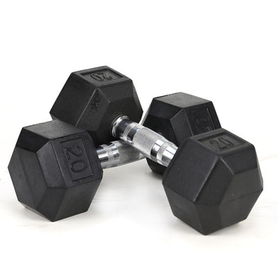 20LB Pair Rubber-Coated Cast Iron Dumbbells