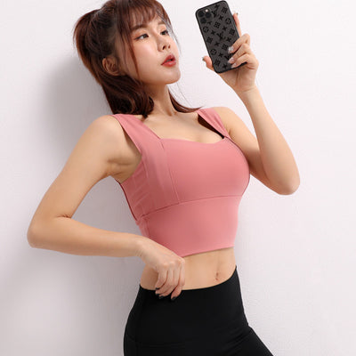Womens Yoga Crop Top Sports Bra  Push Up Athletic Vest