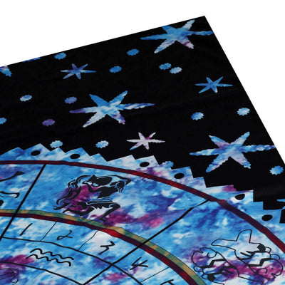 Colorful yoga mat with astrological designs and a non-slip surface for practice and stability.