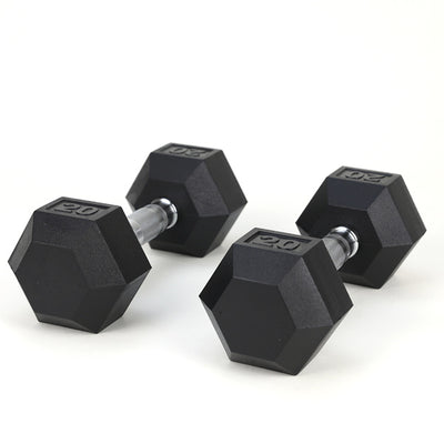 20LB Pair Rubber-Coated Cast Iron Dumbbells