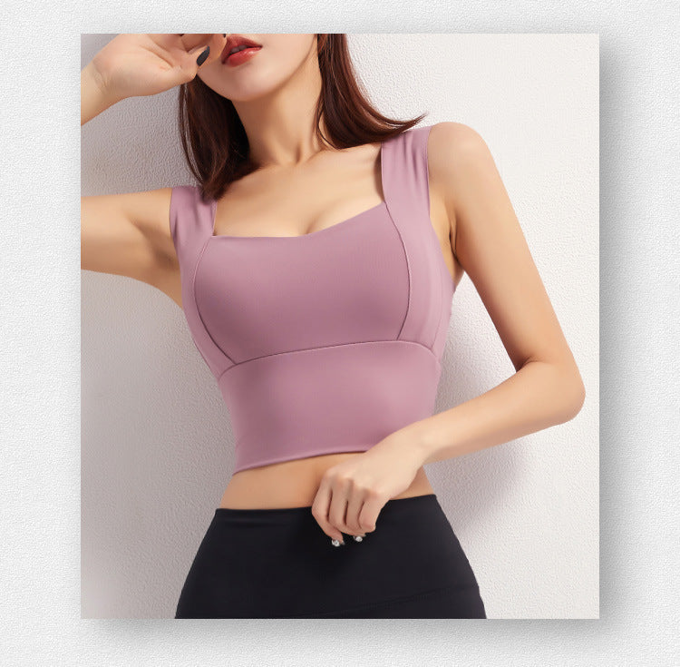 Womens Yoga Crop Top Sports Bra  Push Up Athletic Vest