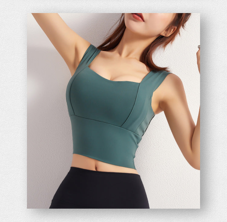 Womens Yoga Crop Top Sports Bra  Push Up Athletic Vest